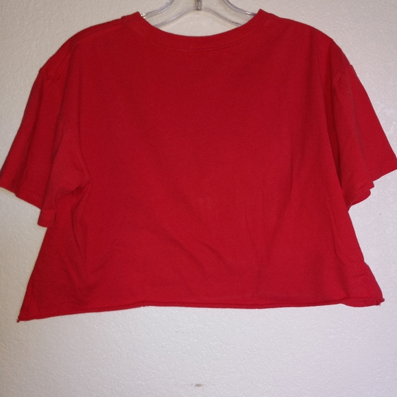 Cold Crush red T crop letter LIVING THE DREAM cotton M - Picture 2 of 3